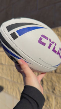 Load and play video in Gallery viewer, Personalised White/Blue Steeden Rugby League Balls (Mod Size)
