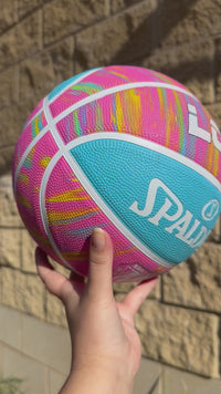 Load and play video in Gallery viewer, Personalised Spalding Rubber Basketball Pink Marble (Size 5, 6)
