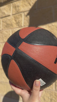 Load and play video in Gallery viewer, Personalised Spalding Composite Leather Black/Orange TF-250 Basketball (Size 5, 6, 7)
