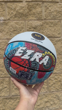 Load and play video in Gallery viewer, Personalised Spalding NBL White Indigenous Basketball (Size 5, 6, 7)
