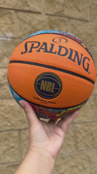 Load and play video in Gallery viewer, Personalised Spalding NBL Orange Indigenous Basketball (Size 5, 6, 7)
