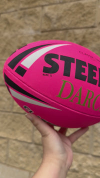 Load and play video in Gallery viewer, Personalised Pink Steeden Rugby League Balls (Size 5)
