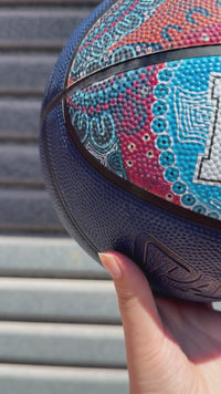 Load and play video in Gallery viewer, Personalised Spalding NBL Blue Indigenous Basketball (Size 5)
