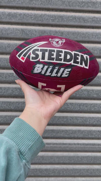 Load and play video in Gallery viewer, Personalised Manly Sea Eagles Official NRL Ball (11inch mini ball)
