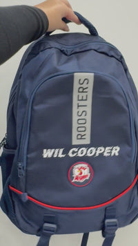 Load and play video in Gallery viewer, Personalised Sydney Roosters Official NRL Backpack

