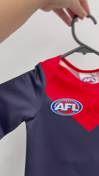 Load and play video in Gallery viewer, Personalised Melbourne Demons AFL Toddler Guernsey
