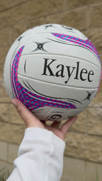Load and play video in Gallery viewer, Personalised Gilbert White Spectra Netball (SIZE 4, 5)
