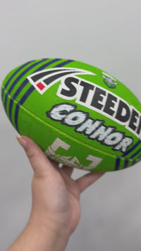Load and play video in Gallery viewer, Personalised Canberra Raiders Official NRL Ball (11inch mini ball)
