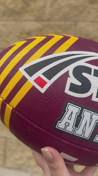 Load and play video in Gallery viewer, Personalised Dual Premiership 2025 Brisbane Broncos Official NRL Ball (Size 5) - 4 Day Dispatch
