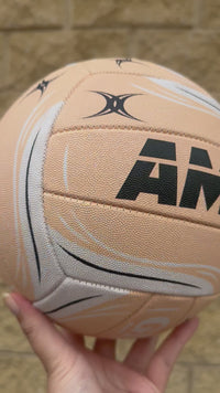 Load and play video in Gallery viewer, Personalised Gilbert Exo Peach Netball (SIZE 5)
