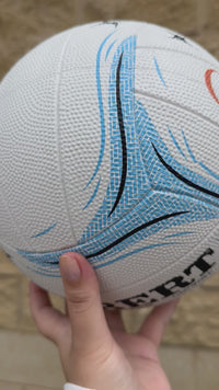 Load and play video in Gallery viewer, Personalised Gilbert Phoenix Netball White and Blue (SIZE 5)
