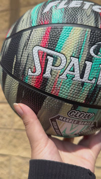 Load and play video in Gallery viewer, Personalised Spalding Black Marble Glow Basketball (Size 5, 6, 7)
