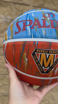 Load and play video in Gallery viewer, Personalised Spalding Rubber Basketball Rocky Desert Orange Marble (Size 6, 7)
