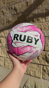 Load and play video in Gallery viewer, Personalised Mi-Ball Pink Soccer Ball (Size 3, 4, 5)
