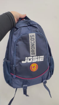 Load and play video in Gallery viewer, Personalised Brisbane Broncos Player Pack Bundle (Official Ball + Backpack + Ball Pump)
