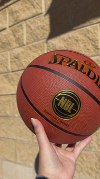 Load and play video in Gallery viewer, Personalised NBL Spalding Rubber Basketball (Size 6)
