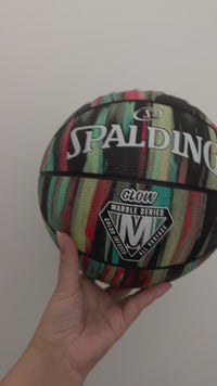 Load and play video in Gallery viewer, Personalised Spalding Black Marble Glow Basketball (Size 5, 6, 7)
