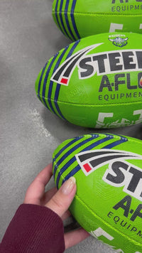 Load and play video in Gallery viewer, Personalised Canberra Raiders Official NRL Ball (11inch mini ball)
