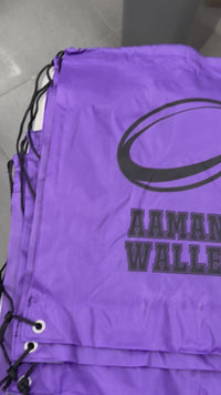 Load and play video in Gallery viewer, Personalised Rugby Drawstring Bag
