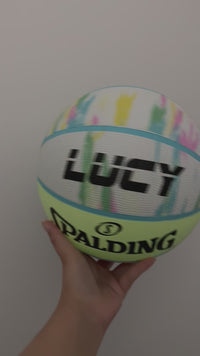 Load and play video in Gallery viewer, Personalised Spalding Pastel Marble Glow Basketball (Size 5, 6)
