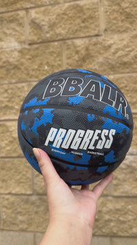 Load and play video in Gallery viewer, Personalised BBALR Progress Blue Camo Rubber Basketball (Size 5, 6 &amp; 7)

