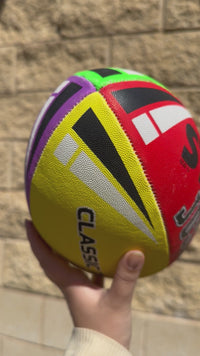 Load and play video in Gallery viewer, Personalised Multi Colour Steeden Rugby League Ball (Size 5)
