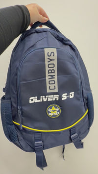Load and play video in Gallery viewer, Personalised North QLD Cowboys Player Pack Bundle (Official Ball + Backpack + Ball Pump)
