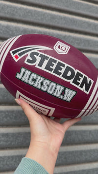 Load and play video in Gallery viewer, Personalised QLD Maroons State Of Origin Official NRL Ball (Size 5, 11 inch Mini)
