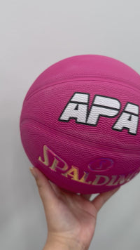 Load and play video in Gallery viewer, Personalised Spalding Rubber Pink Highlight Rush Basketball (Size 5, 6)
