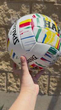 Load and play video in Gallery viewer, Personalised Spalding White Marble Volleyball (Size 5)
