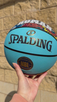 Load and play video in Gallery viewer, Personalised Spalding NBL Aqua Blue Indigenous Basketball (Size 5, 6, 7)
