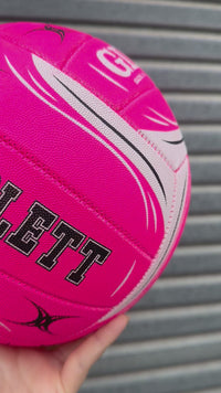 Load and play video in Gallery viewer, Personalised Gilbert Pink Netball (SIZE 5)
