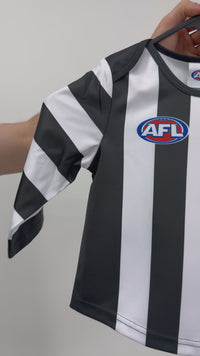 Load and play video in Gallery viewer, Personalised Collingwood Magpies AFL Toddler Guernsey
