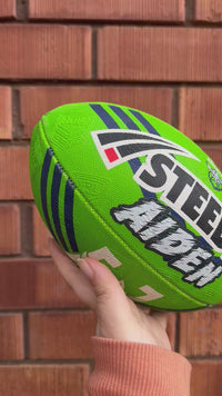 Load and play video in Gallery viewer, Personalised Canberra Raiders Official NRL Ball (11inch mini ball)
