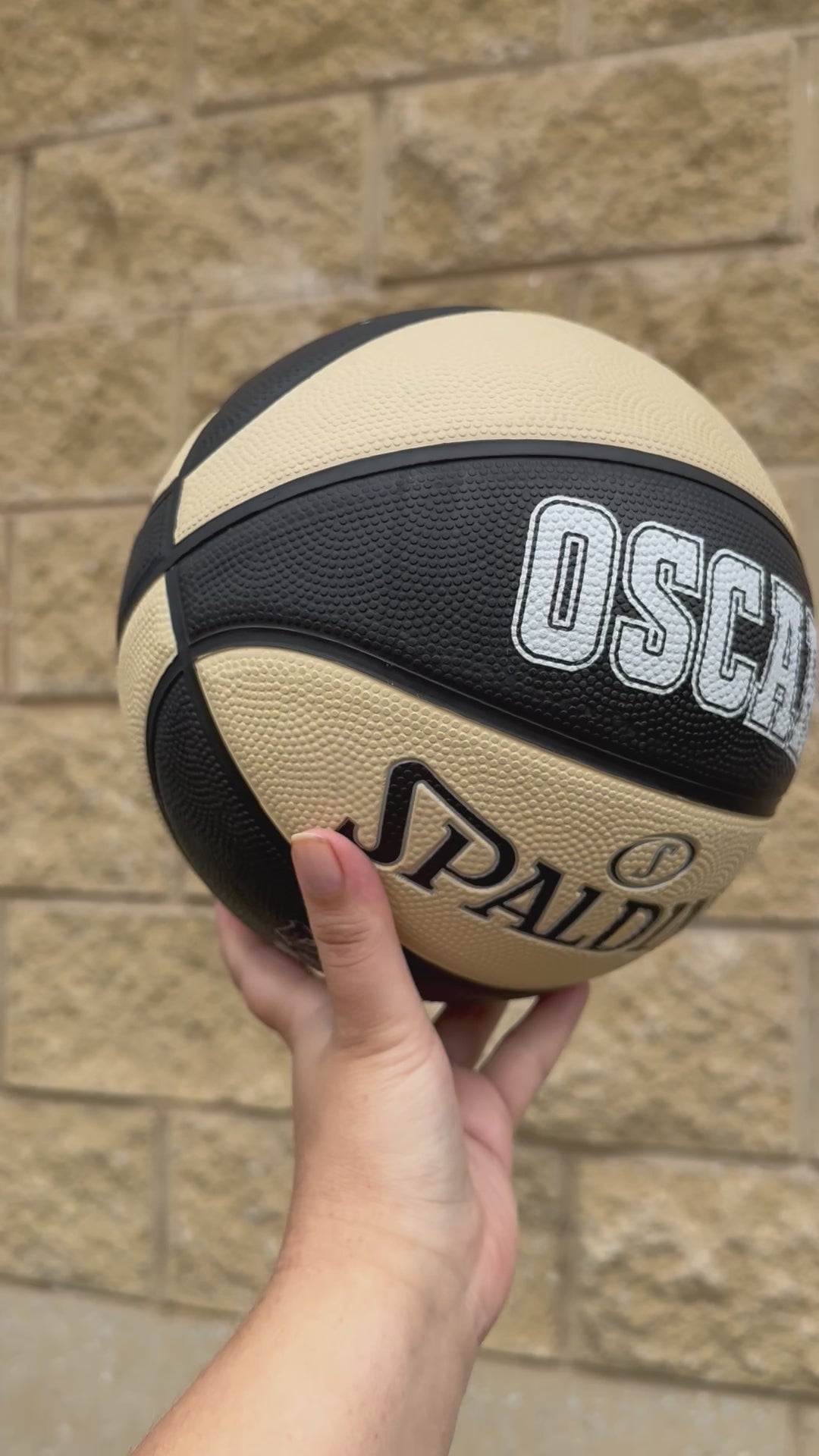 Personalised Spalding Rubber Black and Oatmeal Basketball TF-150 (Size 4)