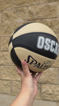 Load and play video in Gallery viewer, Personalised Spalding Rubber Black and Oatmeal Basketball TF-150 (Size 4)
