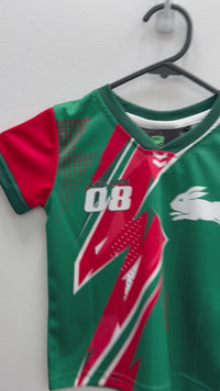 Load and play video in Gallery viewer, Personalised South Sydney Rabbitohs NRL Toddler Shirt
