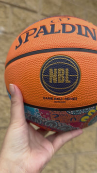 Load and play video in Gallery viewer, Personalised Spalding NBL Orange Indigenous Basketball (Size 5, 6, 7)
