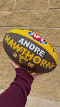 Load and play video in Gallery viewer, Personalised AFL Official Hawthorn Hawks Club Football (Size 5)
