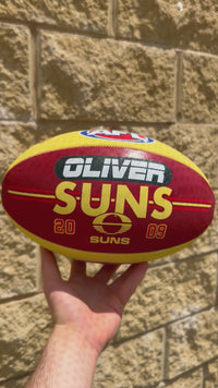 Load and play video in Gallery viewer, Personalised AFL Official Gold Coast Suns Club Football (Size 5)
