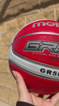 Load and play video in Gallery viewer, Personalised Molten GRX Red/White Rubber Basketball (Size 5)
