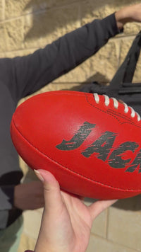 Load and play video in Gallery viewer, Personalised AFL Starter Pack Bundle (Red AFL Ball + Sports Bag + Ball Pump)
