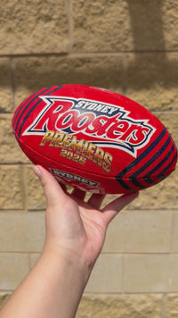 Load and play video in Gallery viewer, Personalised 2026 Premiership Sydney Roosters NRL Ball (11INCH MINI BALL)
