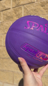 Load and play video in Gallery viewer, Personalised Spalding Rubber Purple Highlight Rush Basketball (Size 5, 6)
