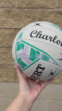 Load and play video in Gallery viewer, Personalised Gilbert White Ember Netball (SIZE 5)
