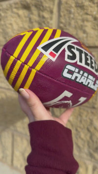 Load and play video in Gallery viewer, Personalised Brisbane Broncos Official NRL Ball (11inch mini ball)
