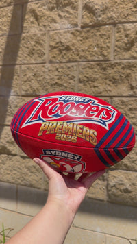 Load and play video in Gallery viewer, Personalised 2026 Premiership Sydney Roosters NRL Ball (Size 5)
