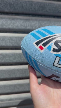 Load and play video in Gallery viewer, Personalised Cronulla Sharks Official NRL Ball (11inch mini ball)
