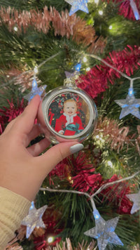 Load and play video in Gallery viewer, Personalised Silver Christmas Bauble
