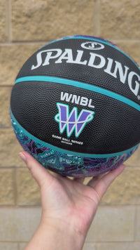 Load and play video in Gallery viewer, Personalised Spalding WNBL Purple Indigenous Basketball (Size 5, 6)
